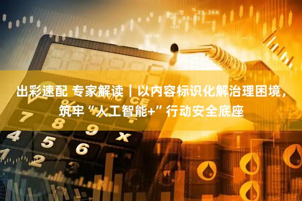 出彩速配 专家解读｜以内容标识化解治理困境，筑牢“人工智能+”行动安全底座